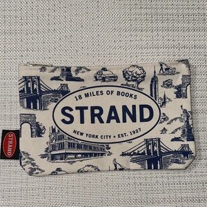 Strand Books Ivory Navy Canvas Toile NY City Print Essential Pencil Travel Case